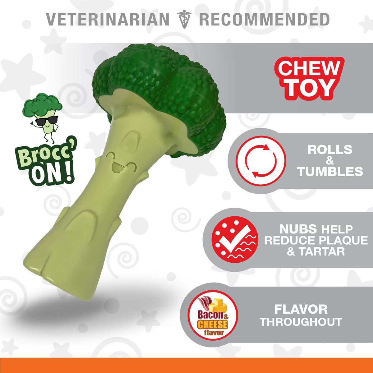 Nylabone Broccoli Power Dog Chew Bacon & Cheese Flavor Large
