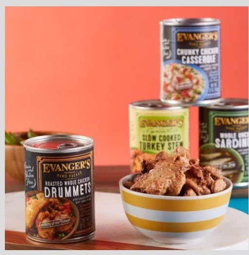 Evanger's Grain-Free Roasted Whole Chicken Drummets Dinner Canned Dog Food 12oz