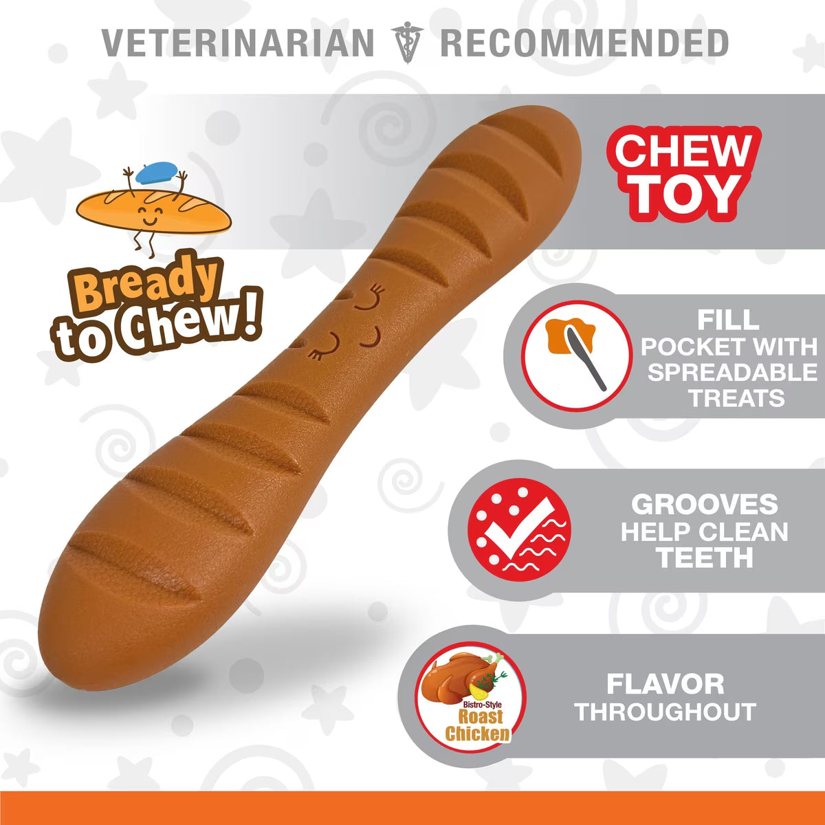 Nylabone Baguette Power Dog Chew Chicken Flavor Large