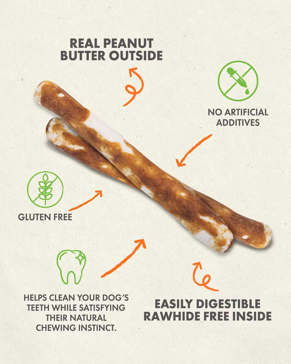 Canine Naturals Hide Free Peanut Butter Flavored Sticks for Dogs 40 pack