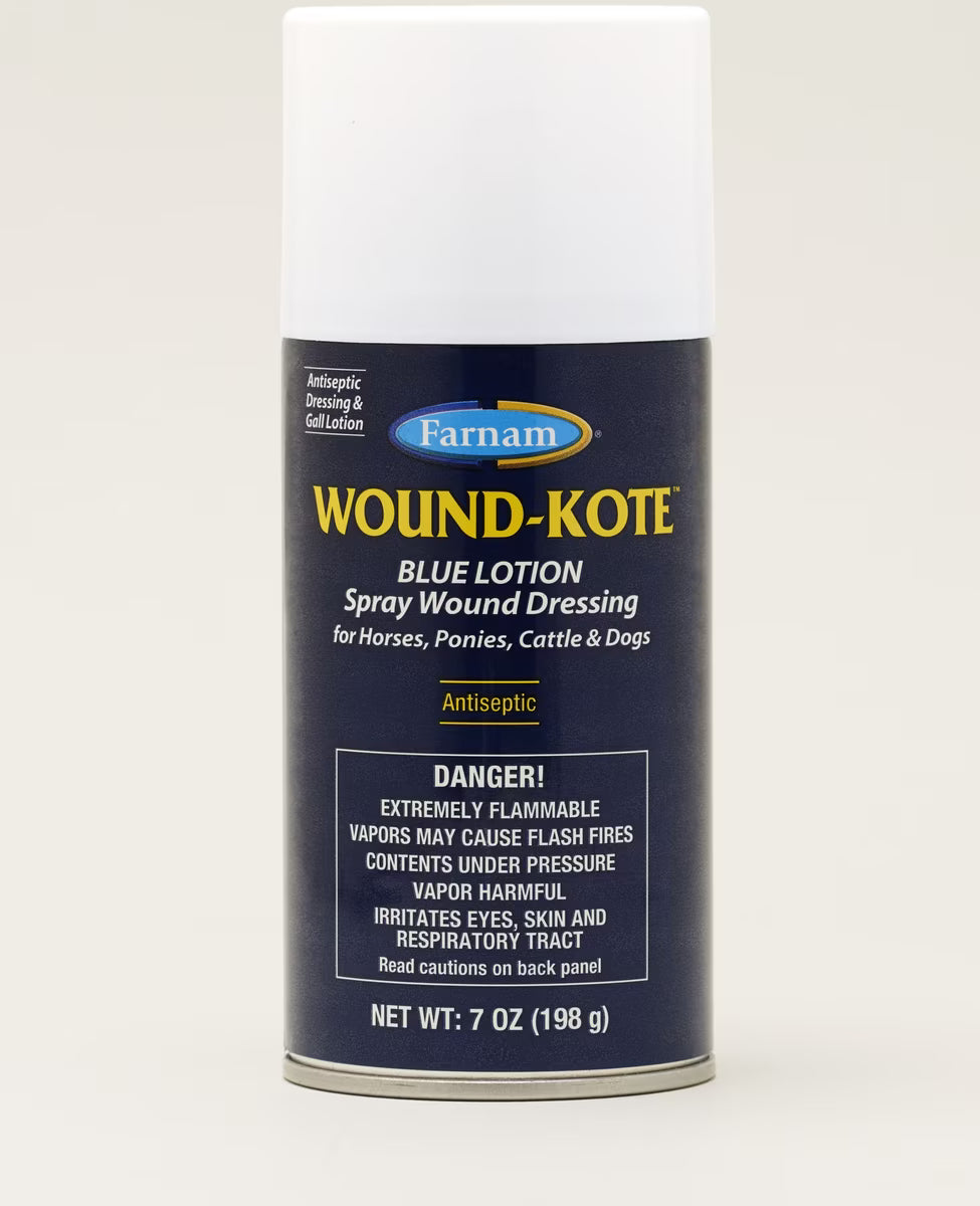 Farnam Wound-Kote Blue Dressing Lotion Spray for Horses, Livestock & Dogs 7oz