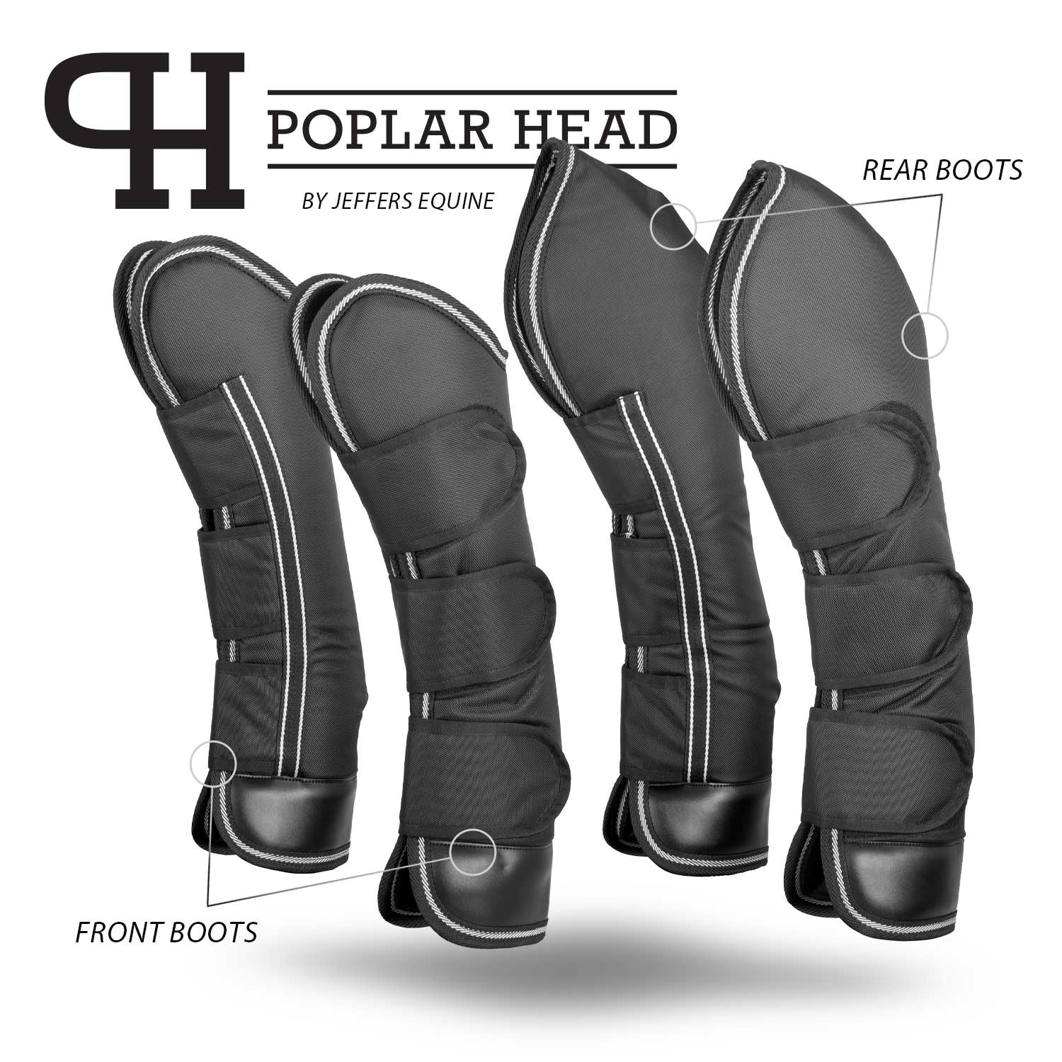 Poplar Head Horse Shipping Boots, 4-Pack with Carry Bag