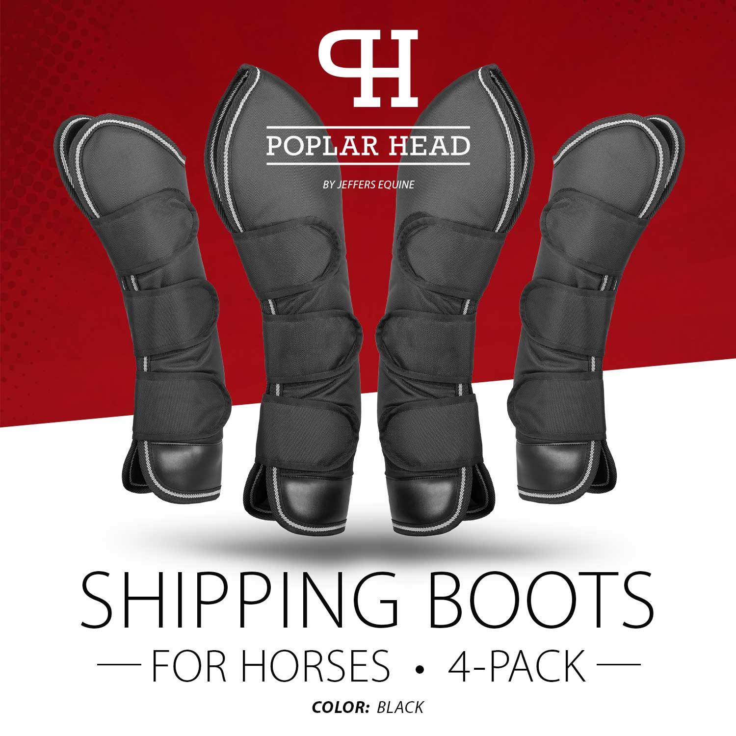 Poplar Head Horse Shipping Boots, 4-Pack with Carry Bag