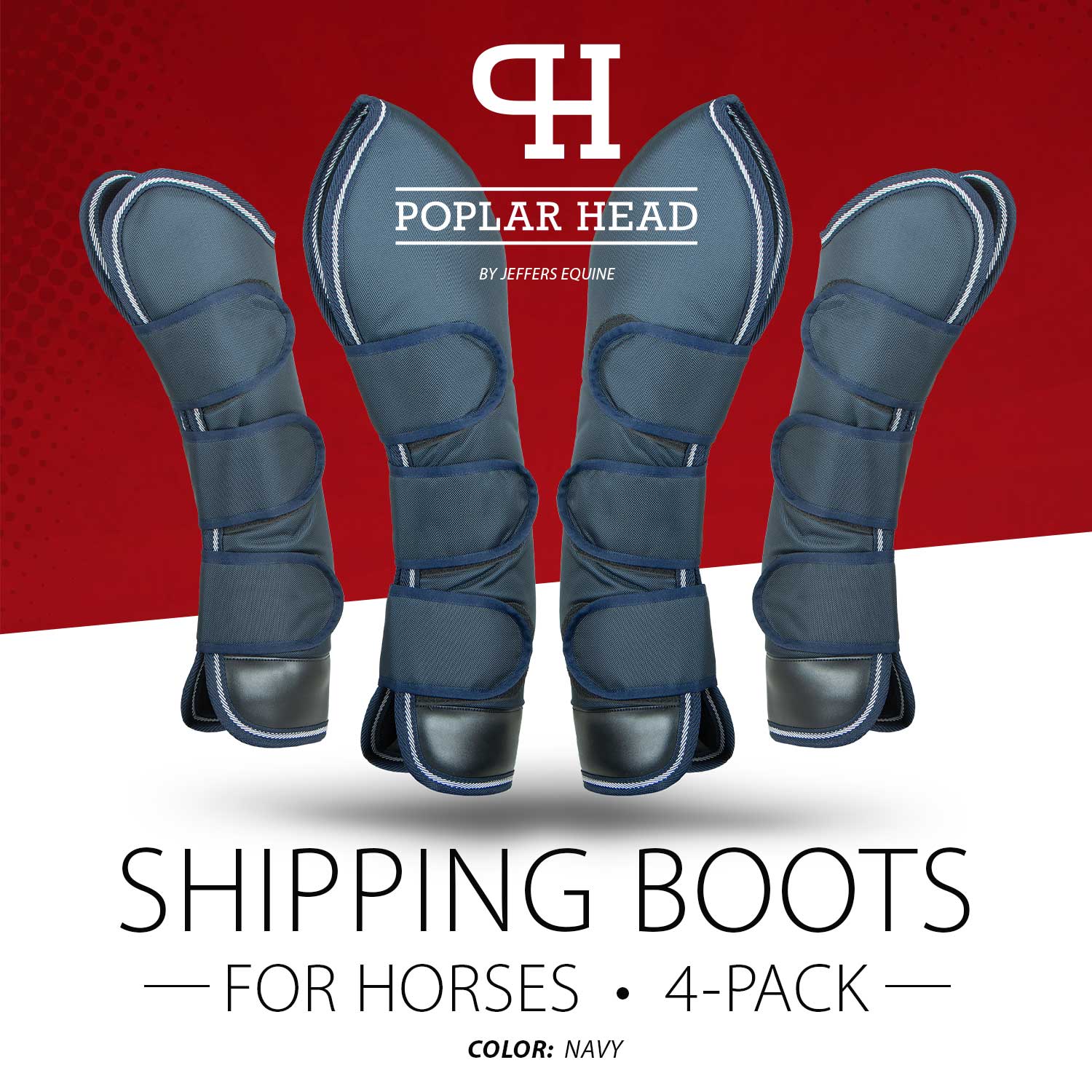Poplar Head Horse Shipping Boots, 4-Pack with Carry Bag