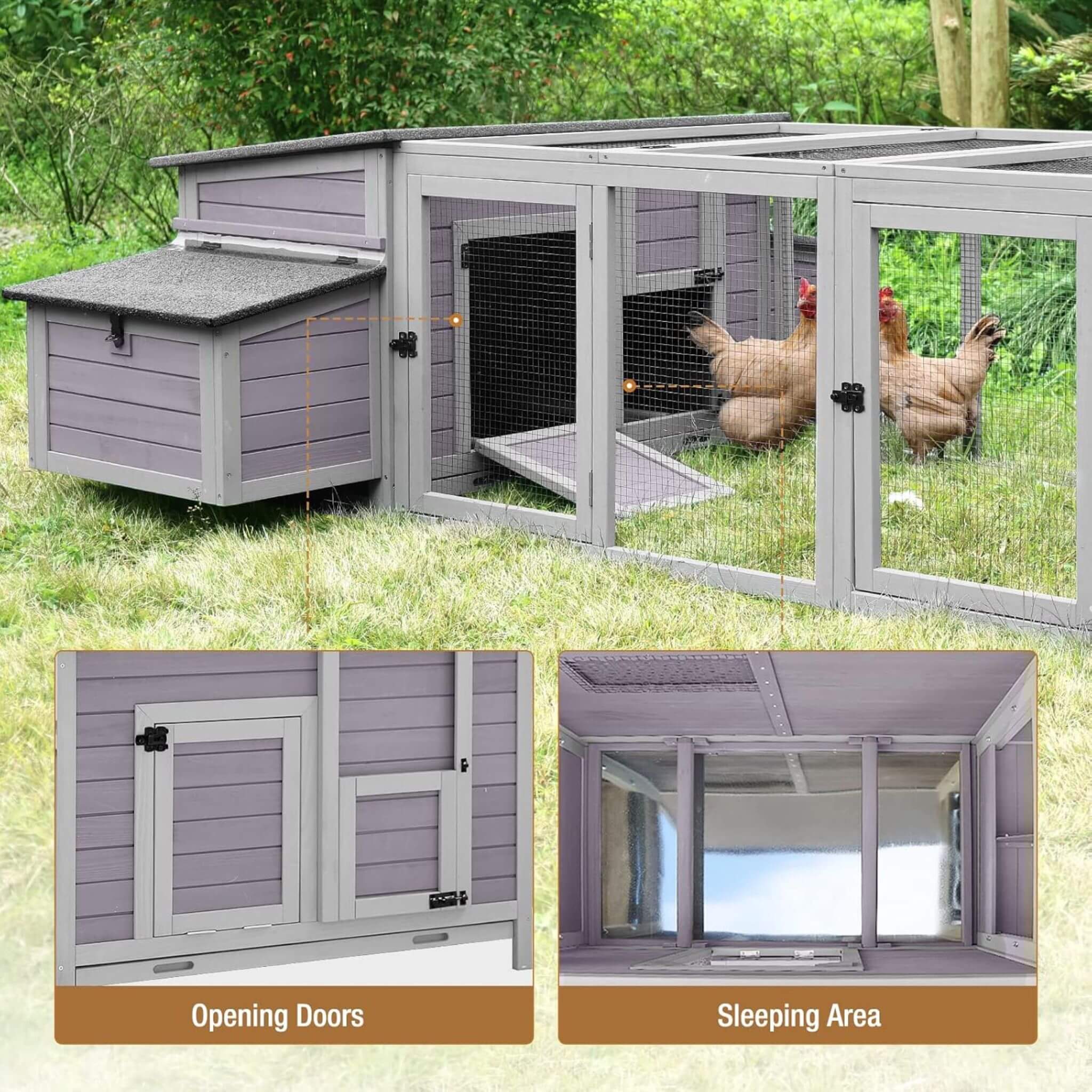 Large 103-Inch Outdoor Chicken Coop House With Run And Nesting Box [4-6 Chickens]