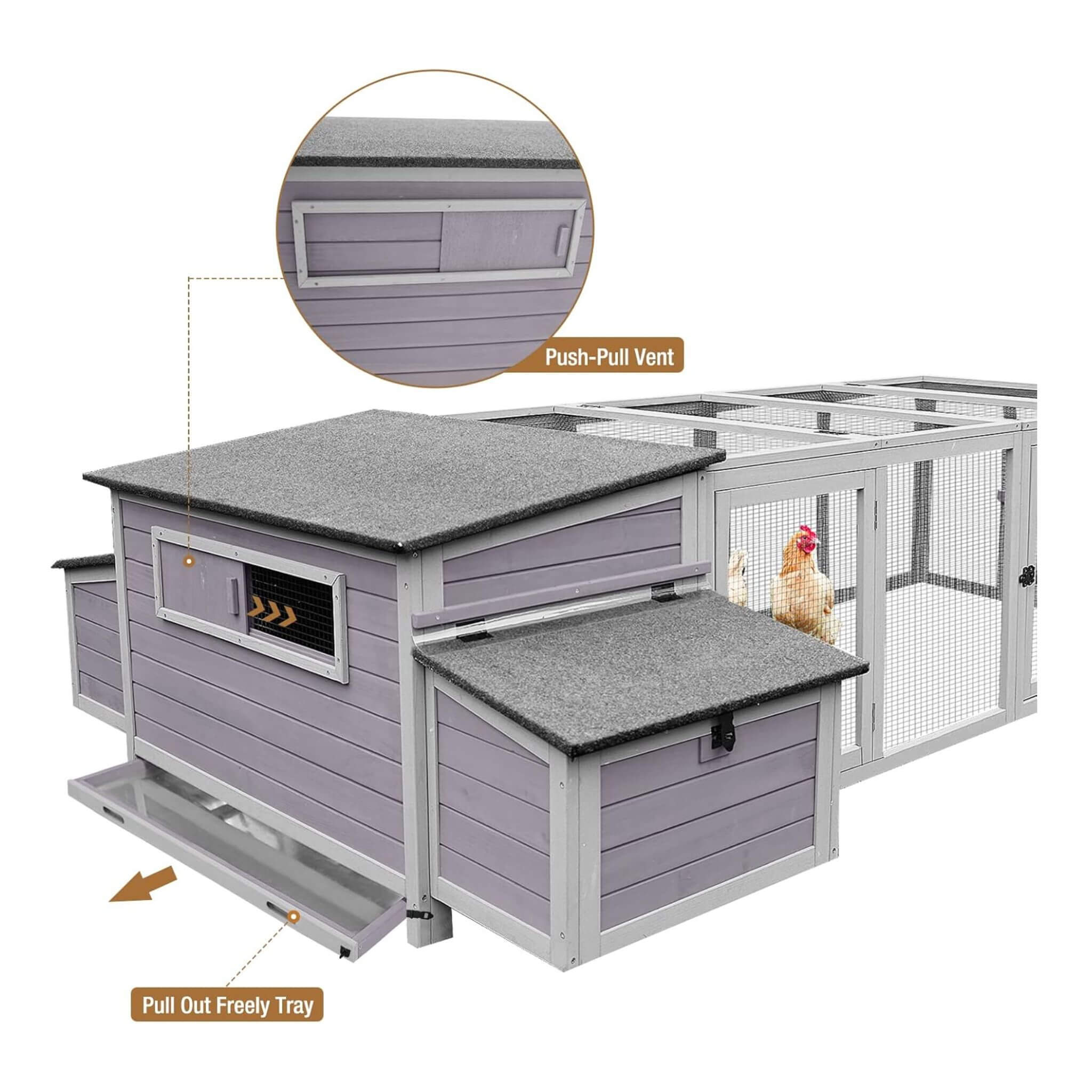 Large 103-Inch Outdoor Chicken Coop House With Run And Nesting Box [4-6 Chickens]