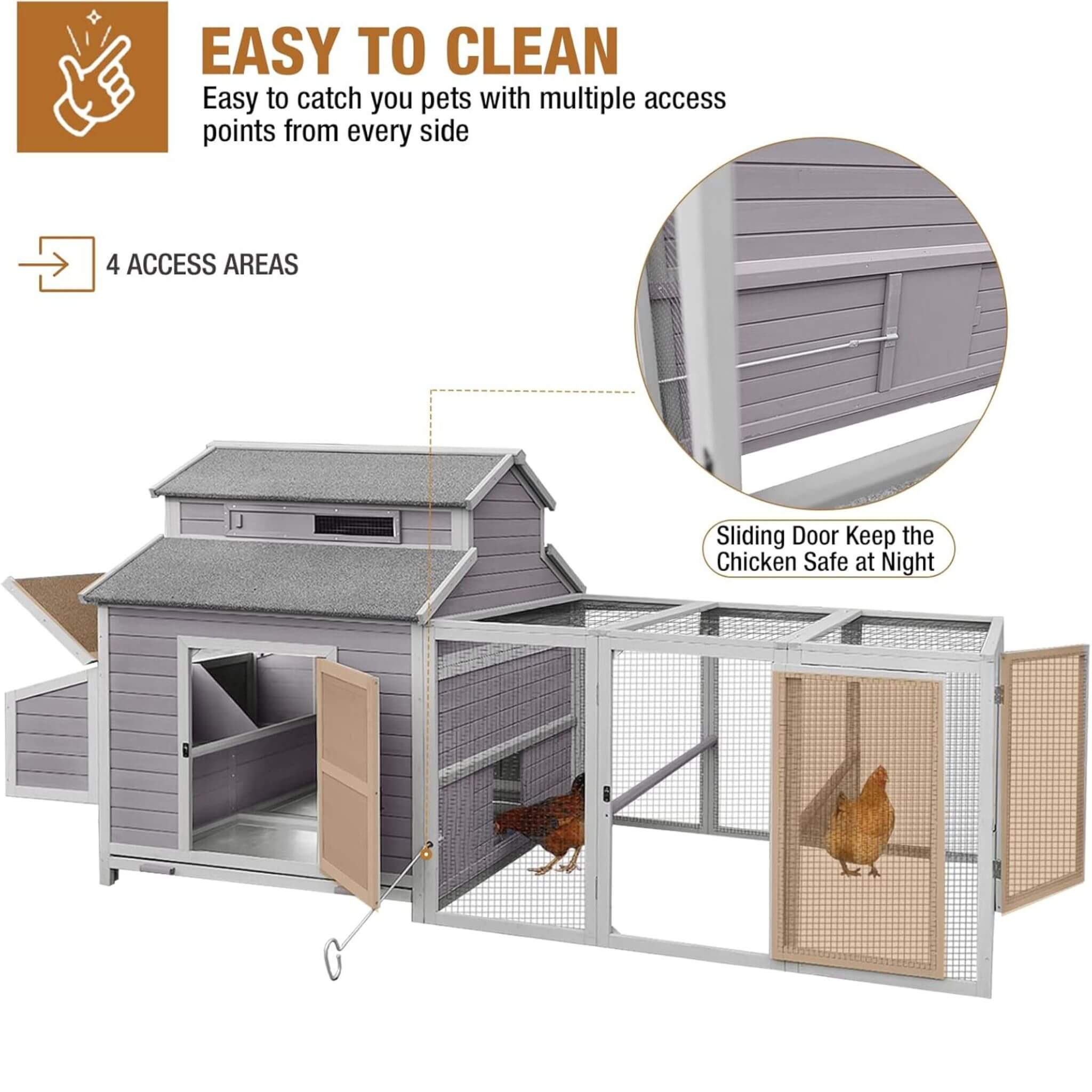 Large 115-Inch Portable Chicken Coop With Run And Nesting Boxes [8-10 Chickens]