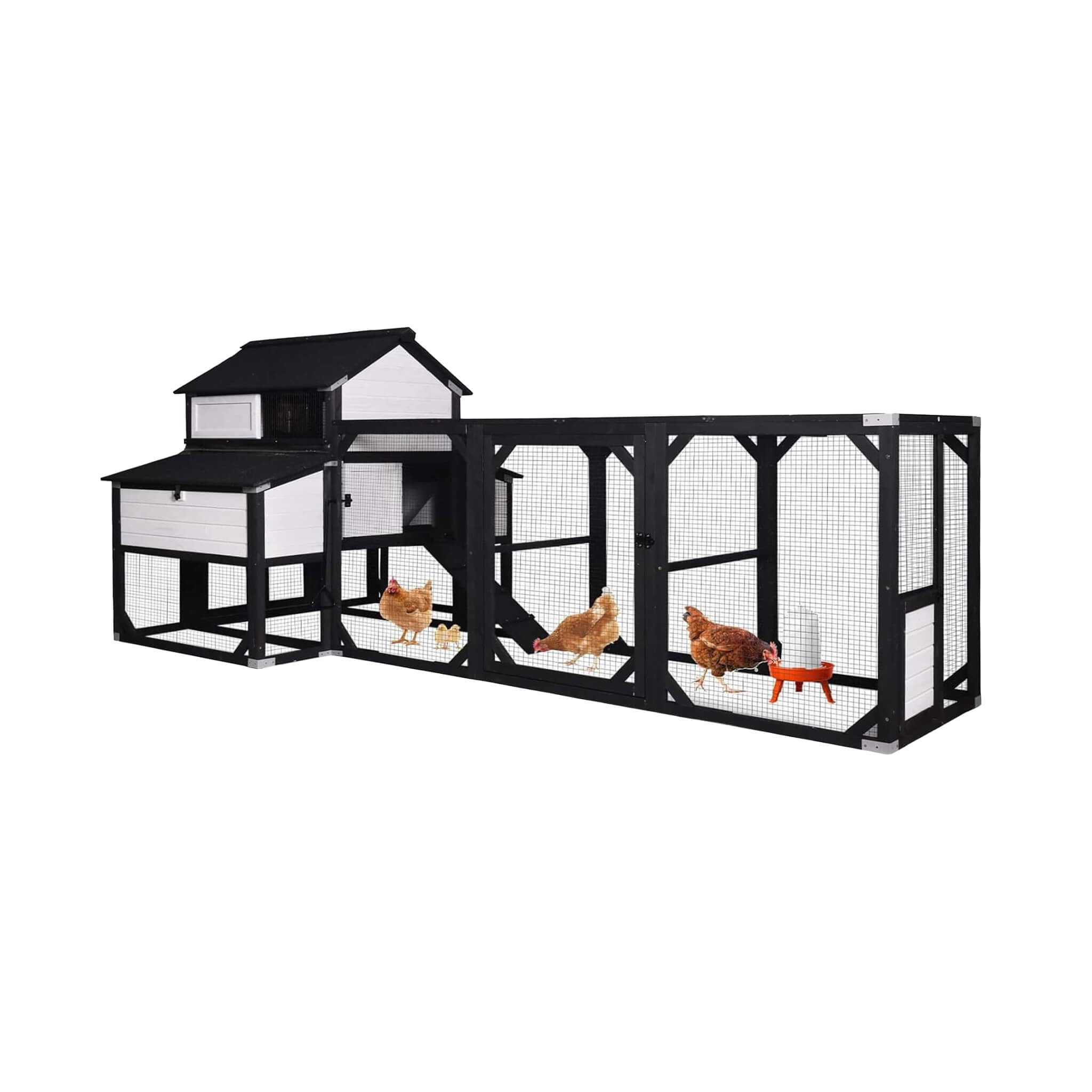 Large 118-Inch Outdoor Wooden Chicken Coop With Extended Run And 6 Nesting Boxes [8-10 Chickens]
