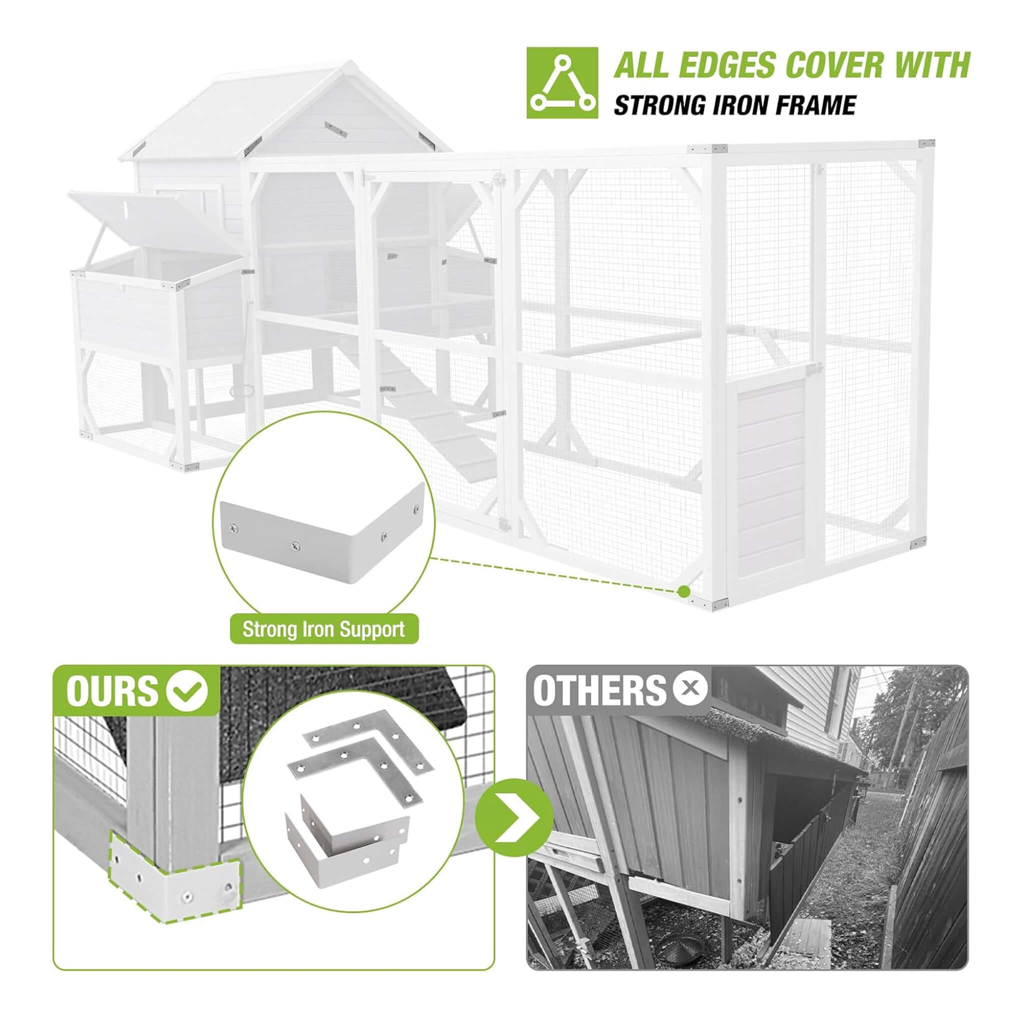 Large 137-Inch Wooden Chicken Coop With Run And 6 Nesting Boxes [10-15 Chickens]