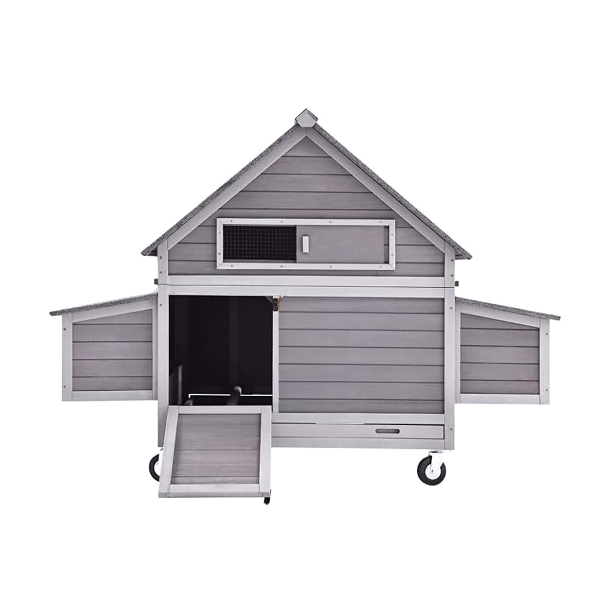 Large 63-Inch Movable Wooden Hen House With Wheels And Nesting Box