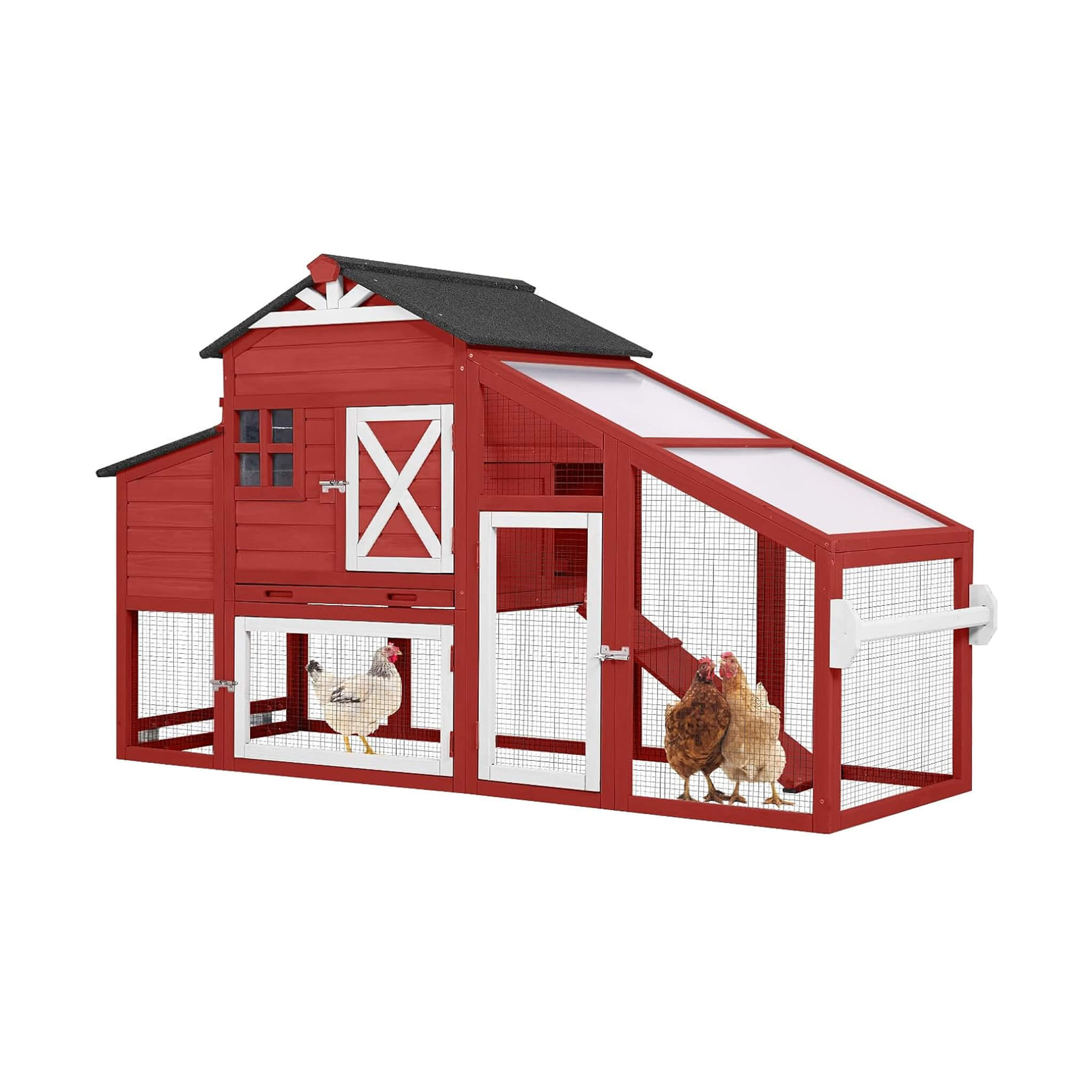 Large 73-Inch Portable Chicken Coop With Wheels And Nesting Box