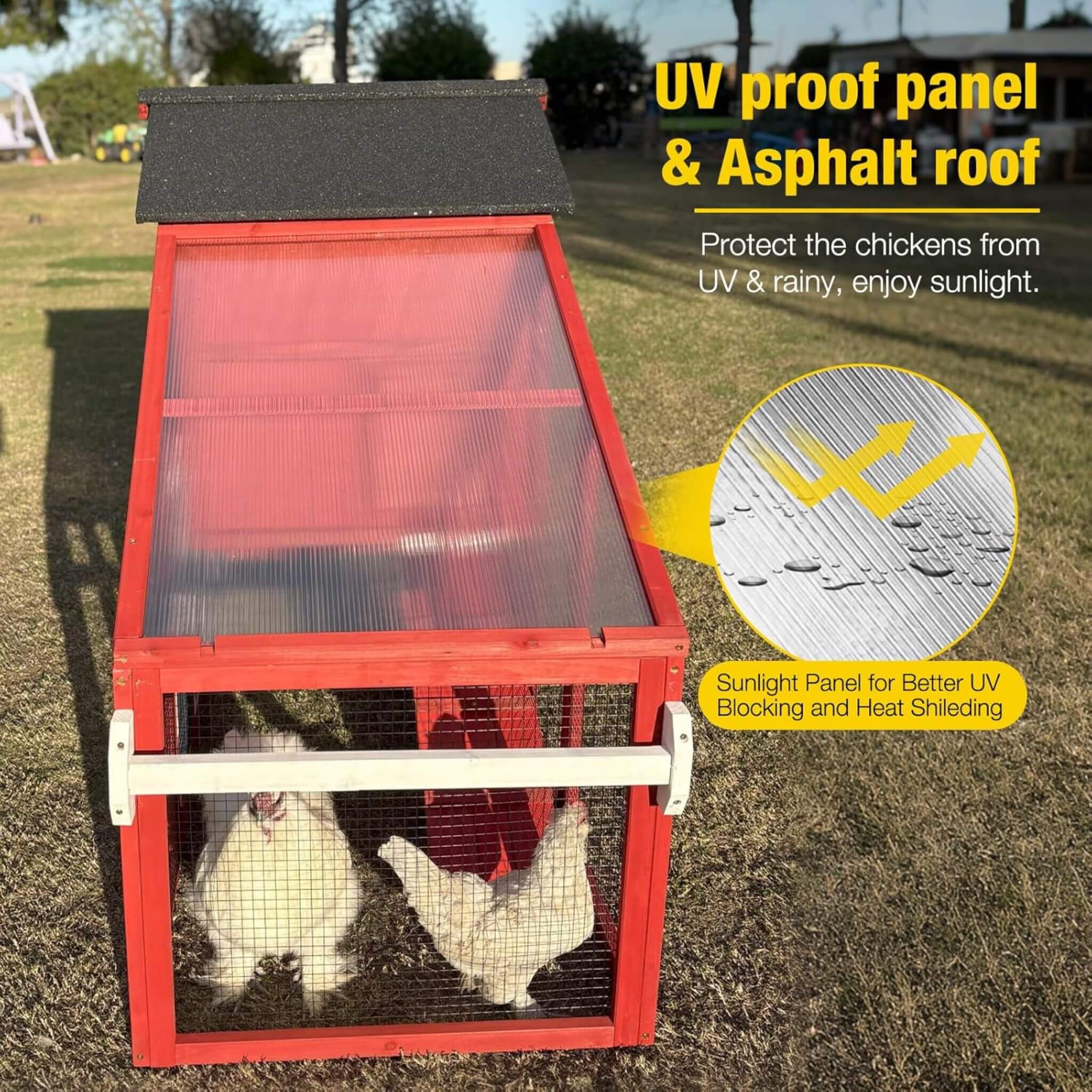 Large 73-Inch Portable Chicken Coop With Wheels And Nesting Box