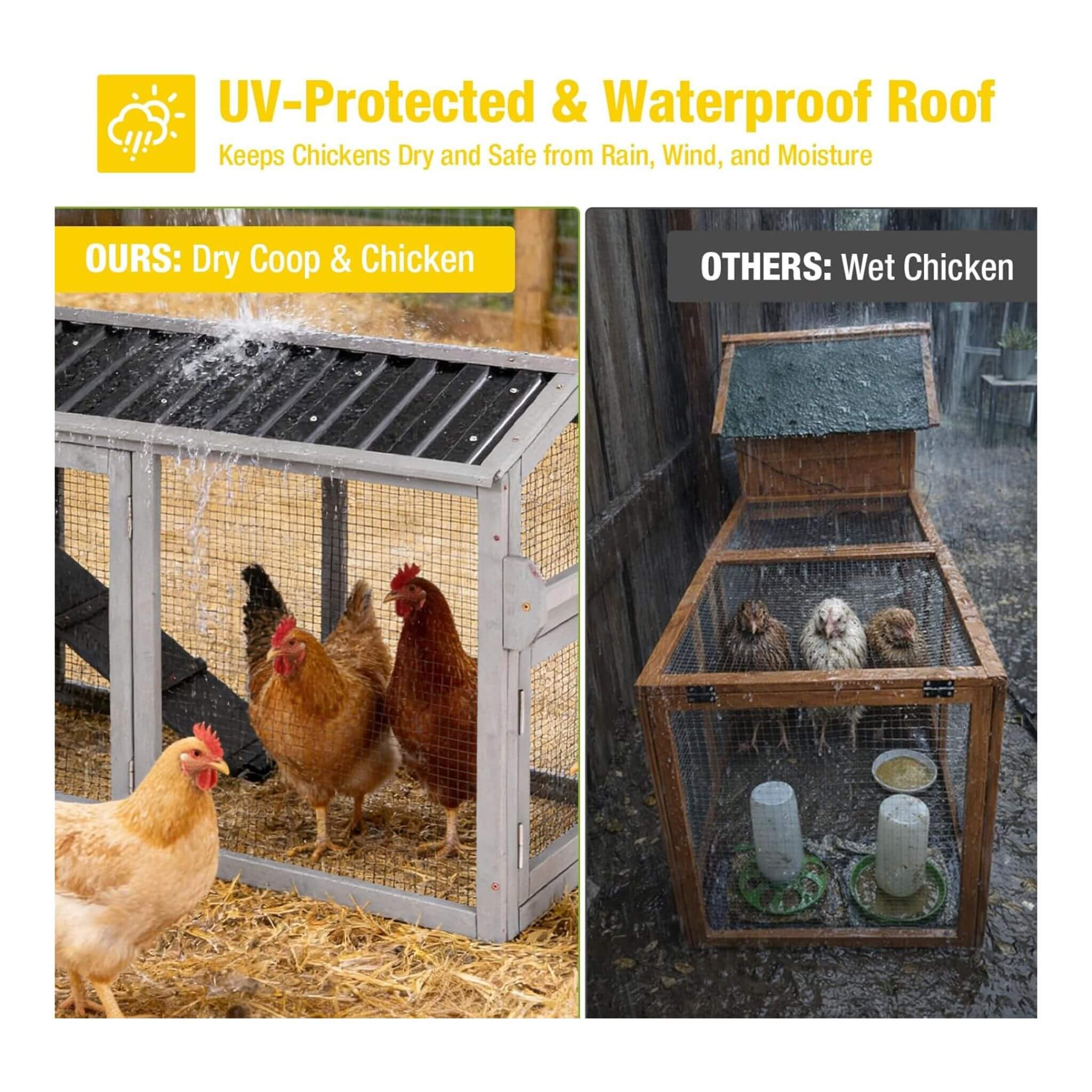Large 83-Inch Mobile Chicken Coop With Wheels And Nesting Box [4-6 Chickens]