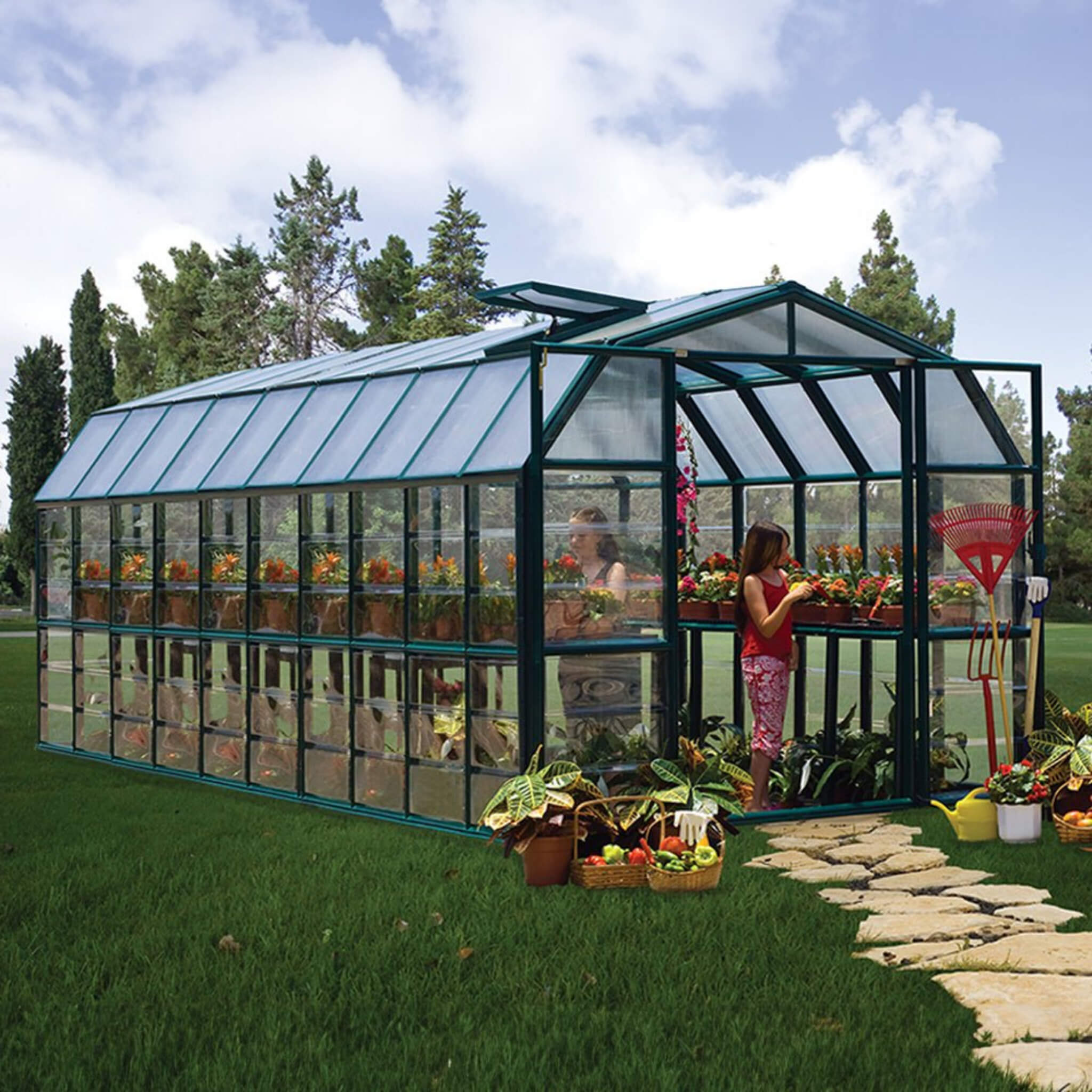 [08X20FT] Extra-Large Barn-Style Weatherproof Walk-In Greenhouse With Roof Vents (SAK85716)