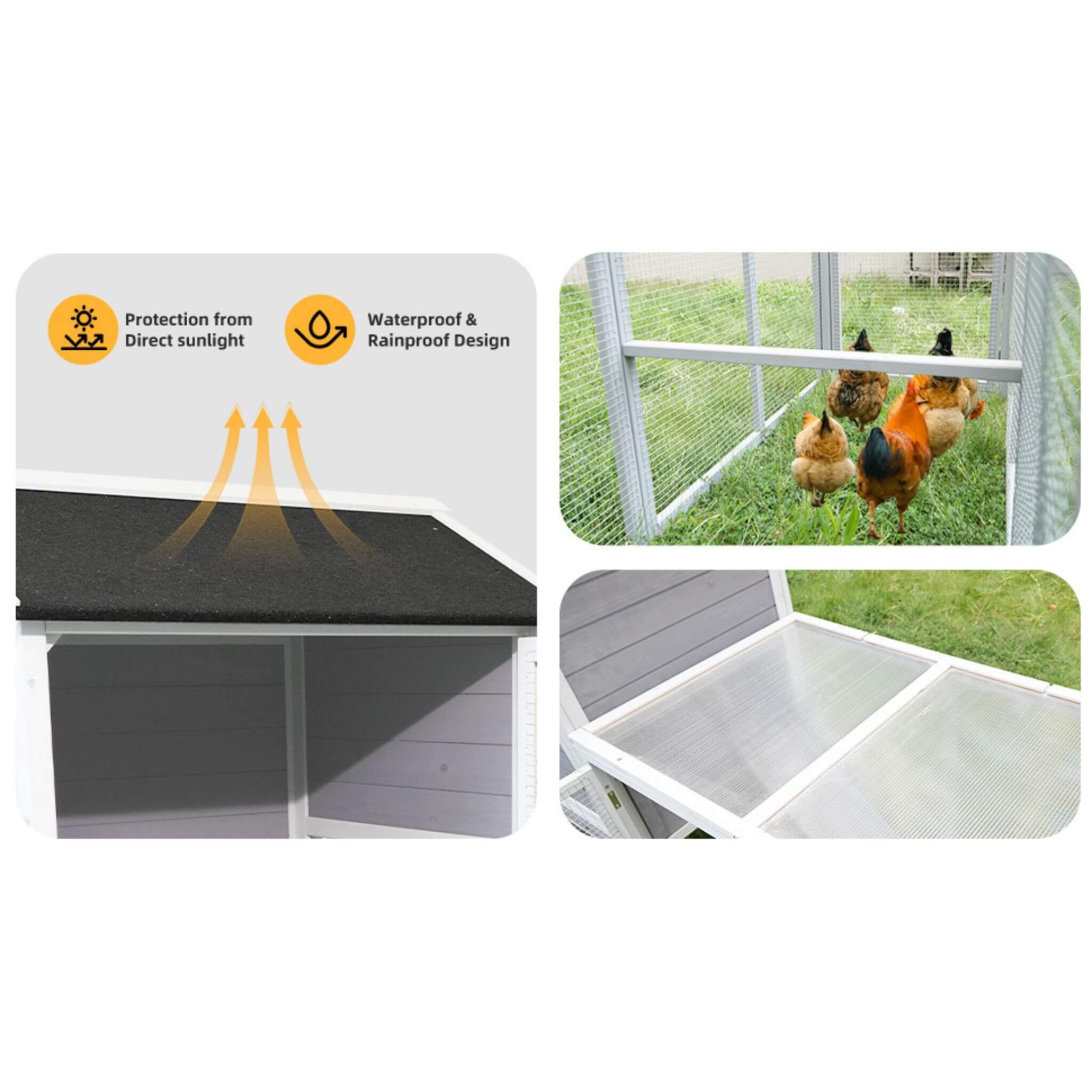 Large Heavy-Duty 113-Inch Outdoor Anti-UV Waterproof Wooden Chicken Coop Hen House