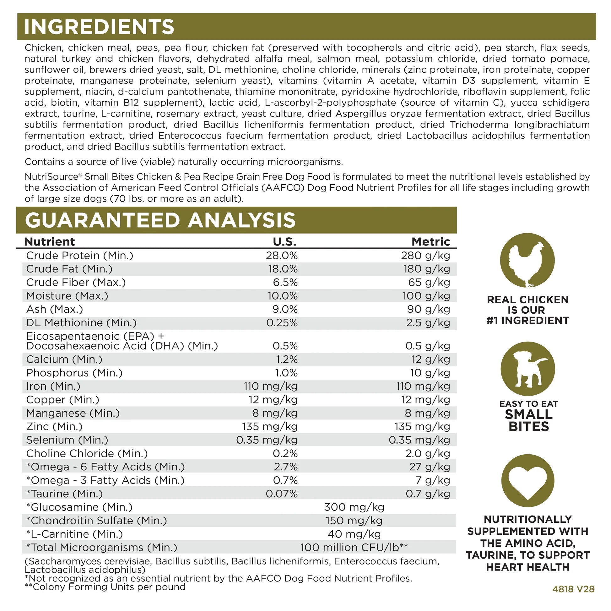 NutriSource Grain-Free Small Breed Chicken & Peas Recipe Dry Dog Food 12lb