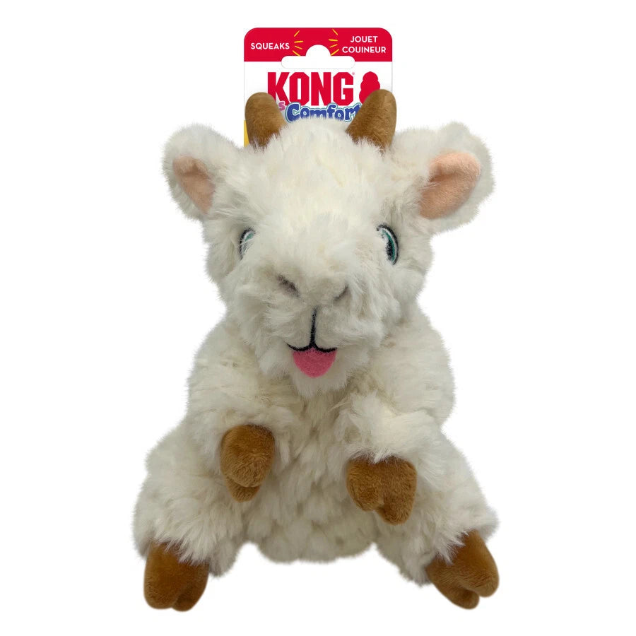 KONG Comfort Tykes Goat Small Removable Low Tone Squeaker Soft Plush Dog Toy