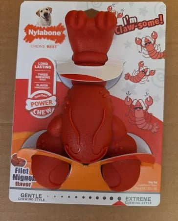 Nylabone Lobster Power Chew Toy for Dogs, Dog Toys for Aggressive Chewers, Filet Mignon Flavor XL