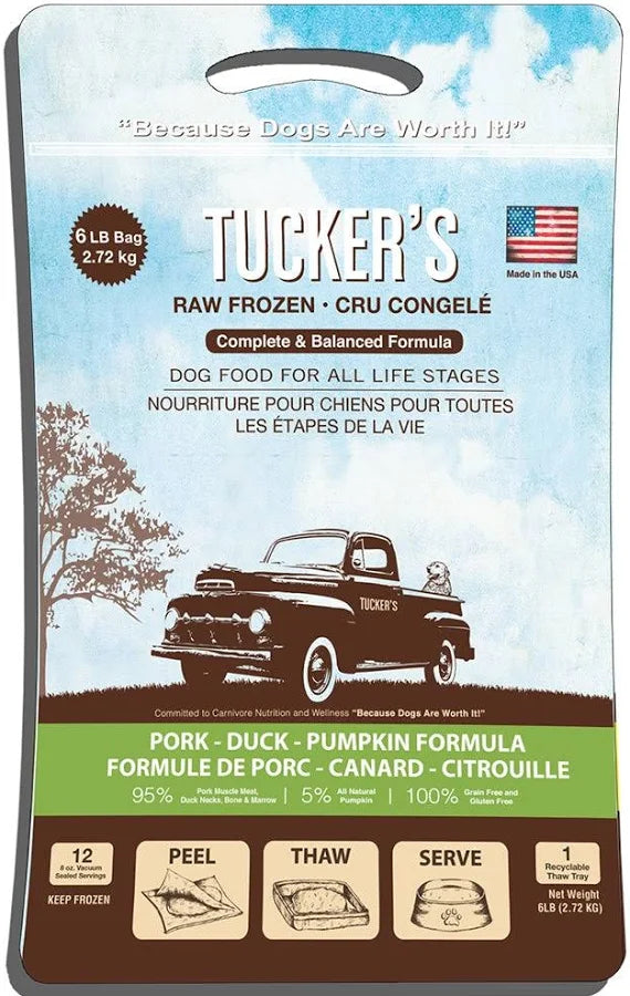 Tucker's Raw Frozen Pork-Duck-Pumpkin Recipe Dog Food 6lb