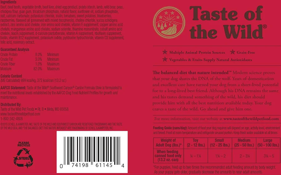 Taste of the Wild Southwest Canyon Canine Recipe with Beef in Gravy 13.2