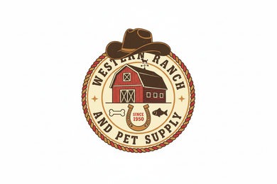 Western Ranch and Pet Supply 1950s Logo with White Background